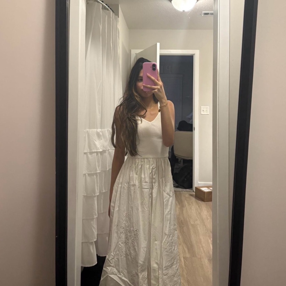 Women’s White Maxi Dress - Sleeveless V-Neck